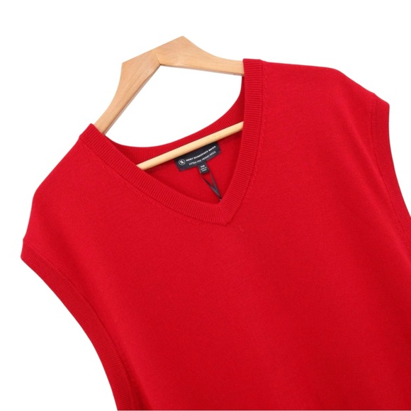 NWT Hart Schaffner Marx 3XLT Christmas Holiday RED Merino Wool Sweater Vest - Picture 1 of 11